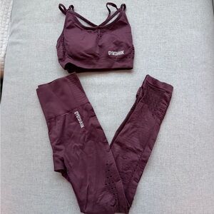 Gymshark Seamless Leggings and Sports Bra Set in Deep Plum